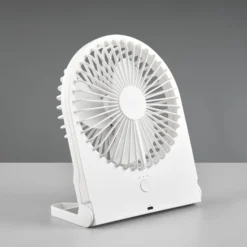 Akkukäyttöinen pöytätuuletin Breezy, valkoinen, hiljainen