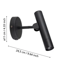 Almudaina-LED-seinävalaisin, musta, leveys 11 cm, teräs