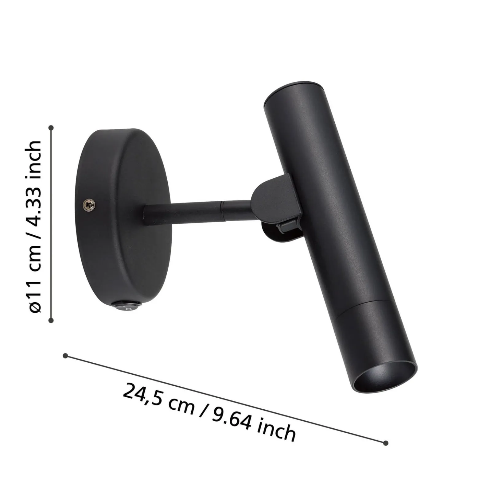 Almudaina-LED-seinävalaisin, musta, leveys 11 cm, teräs