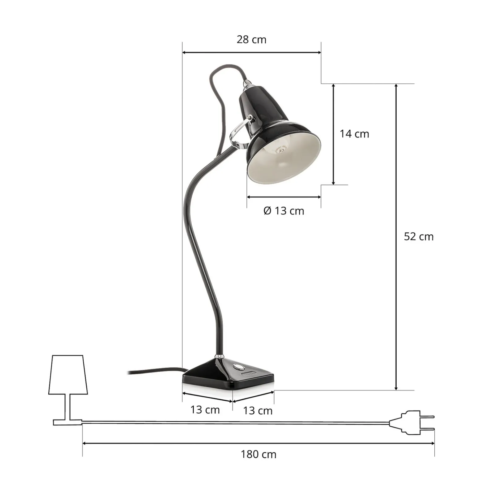 Anglepoise Original 1227 Mini Table, musta