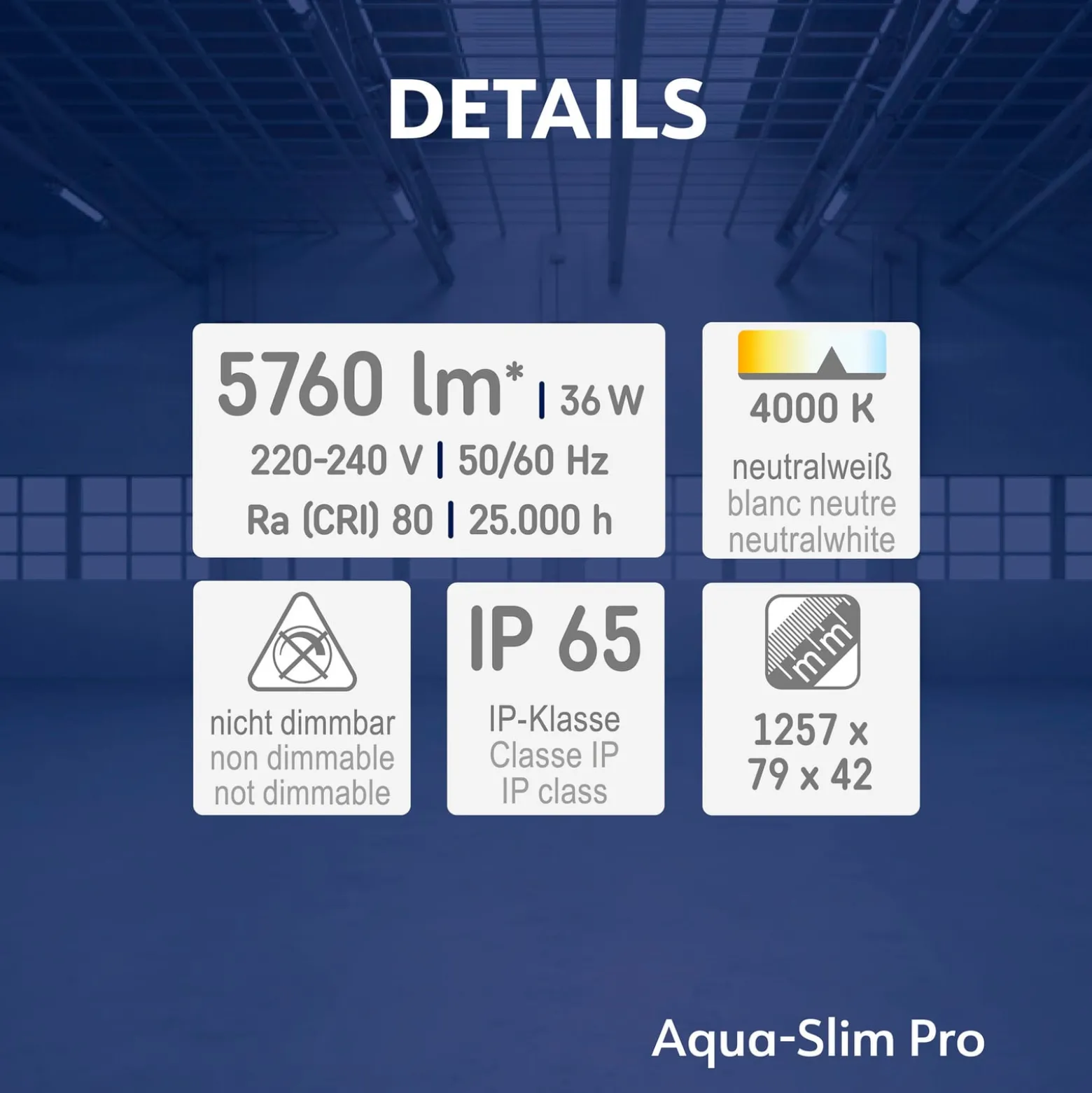 Aquaslim LED-diffuusorivalaisin, pituus 127 cm, IP65, muovi