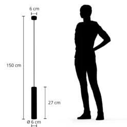 Arcchio Ejona -riippuvalaisin, korkeus 27 cm, musta, alumiini