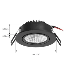 Arcchio LED-alasvalo Zarik, musta, 2700K