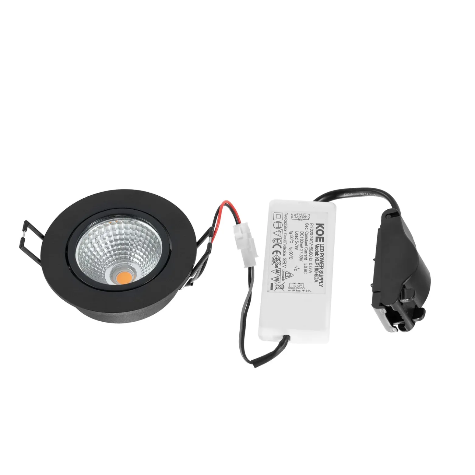 Arcchio LED-alasvalo Zarik, musta, 2700K