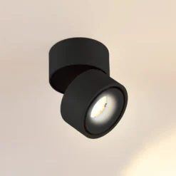 Arcchio LED-kattokohdevalo Rotari, 980 lm, 1-lamppuinen, musta