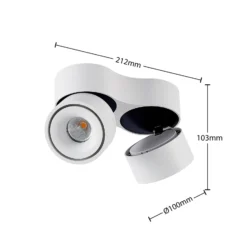 Arcchio LED-kattokohdevalo Rotari, valkoinen, 2-lamppuinen, 2270 lm