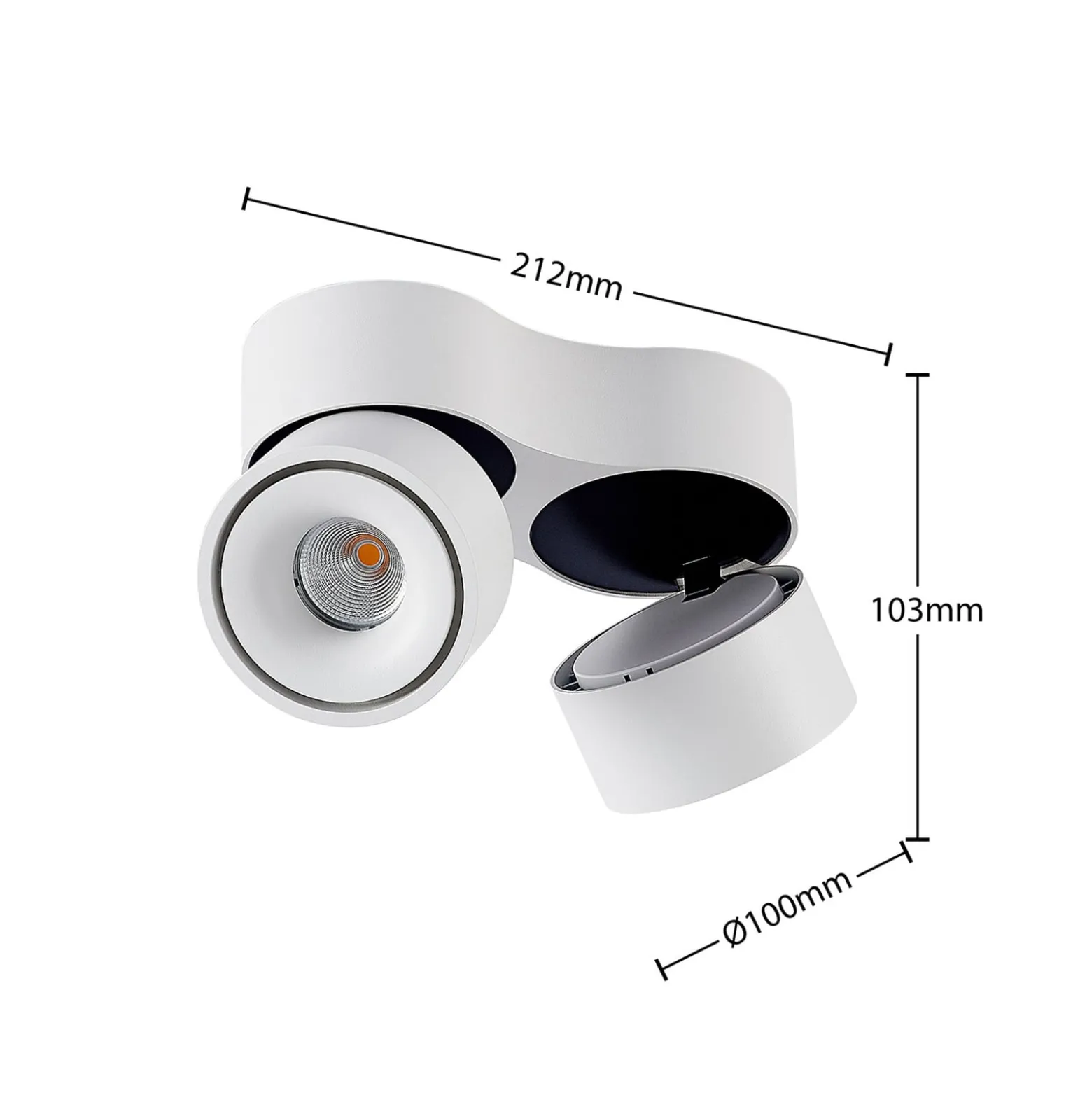 Arcchio LED-kattokohdevalo Rotari, valkoinen, 2-lamppuinen, 2270 lm