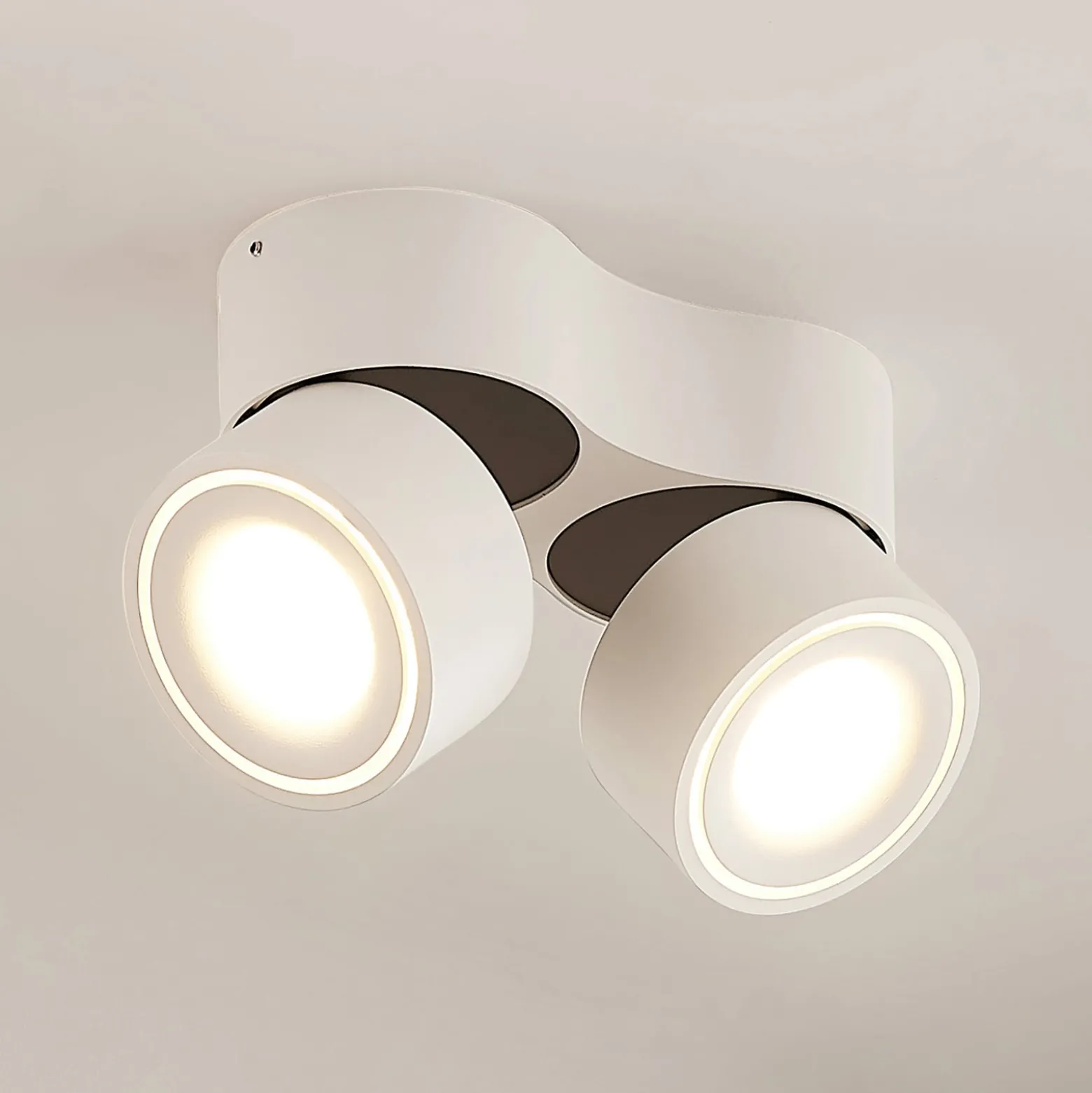 Arcchio LED-kattokohdevalo Rotari, valkoinen, 2-lamppuinen, 2270 lm