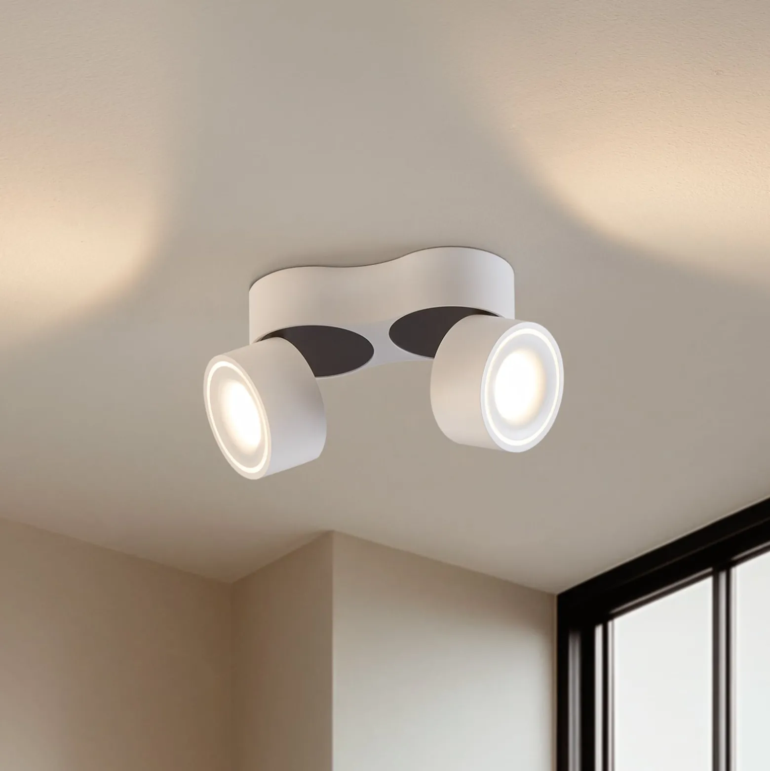 Arcchio LED-kattokohdevalo Rotari, valkoinen, 2-lamppuinen, 2270 lm