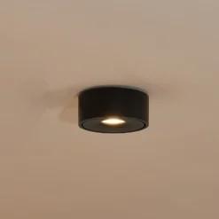 Arcchio LED-kattovalaisin Rotari, musta, metalli, Ø 12 cm