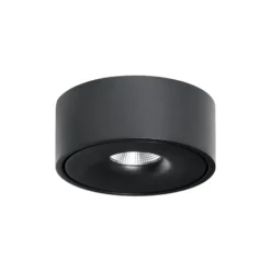 Arcchio LED-kattovalaisin Rotari, musta, metalli, Ø 12 cm
