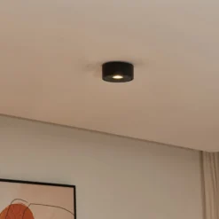 Arcchio LED-kattovalaisin Rotari, musta, metalli, Ø 12 cm