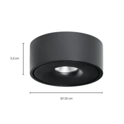 Arcchio LED-kattovalaisin Rotari, musta, metalli, Ø 12 cm