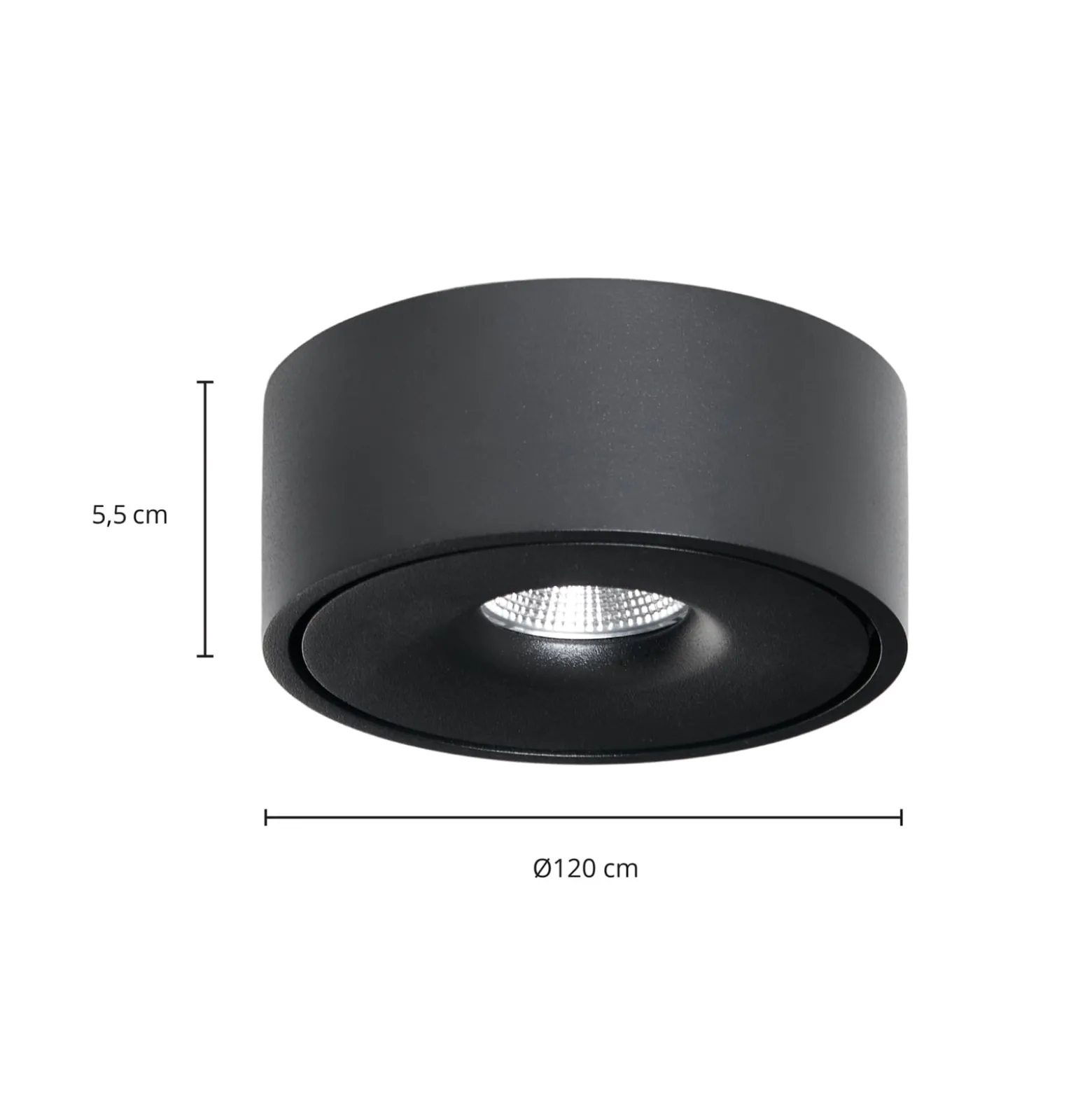 Arcchio LED-kattovalaisin Rotari, musta, metalli, Ø 12 cm