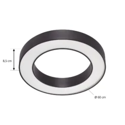 Arcchio LED-kattovalaisin Sharelyn, halkaisija 60 cm, musta, himmennettävä