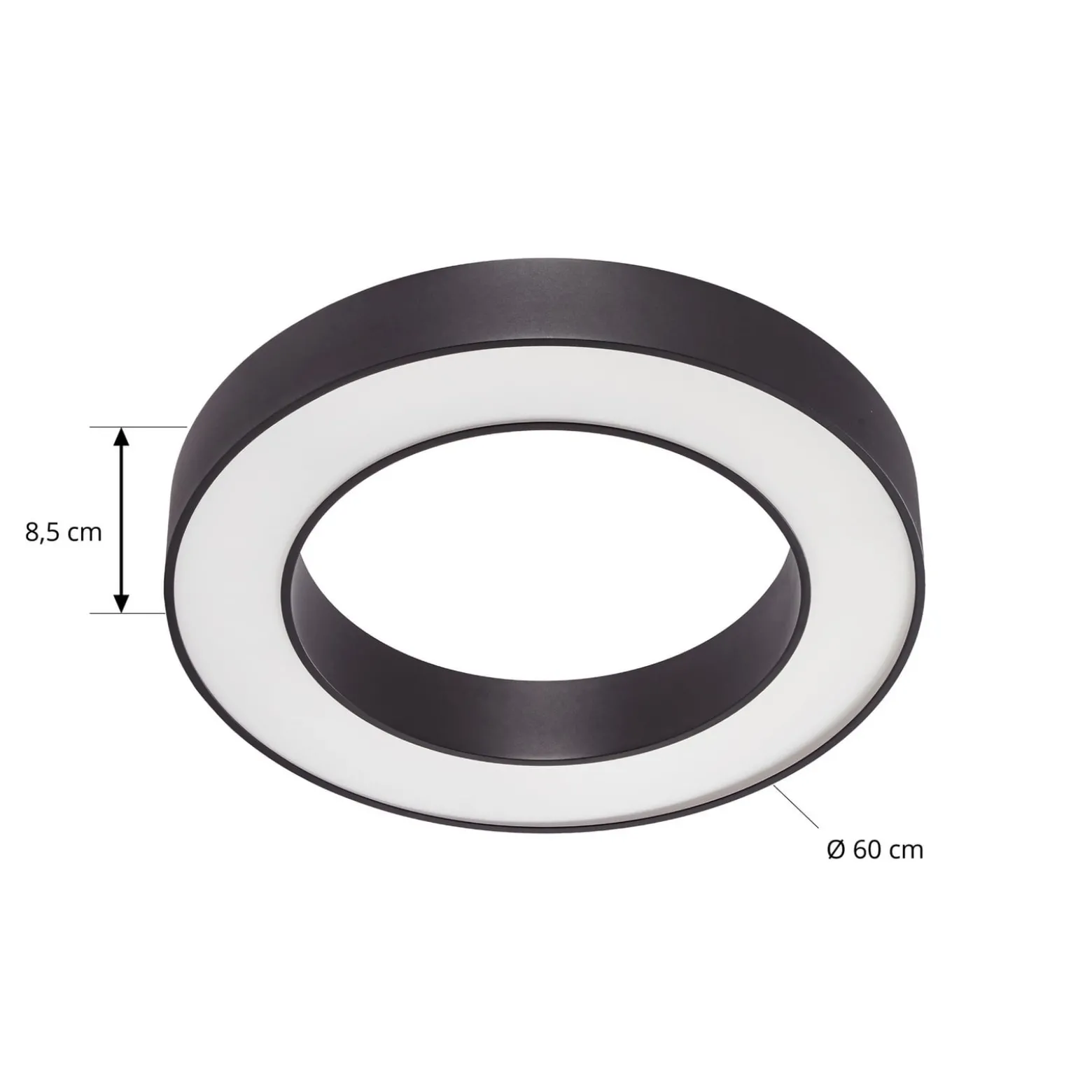 Arcchio LED-kattovalaisin Sharelyn, halkaisija 60 cm, musta, himmennettävä