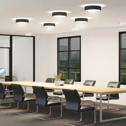 Arcchio LED-kattovalaisin Vanida, musta, Ø 40 cm, ylös/alas