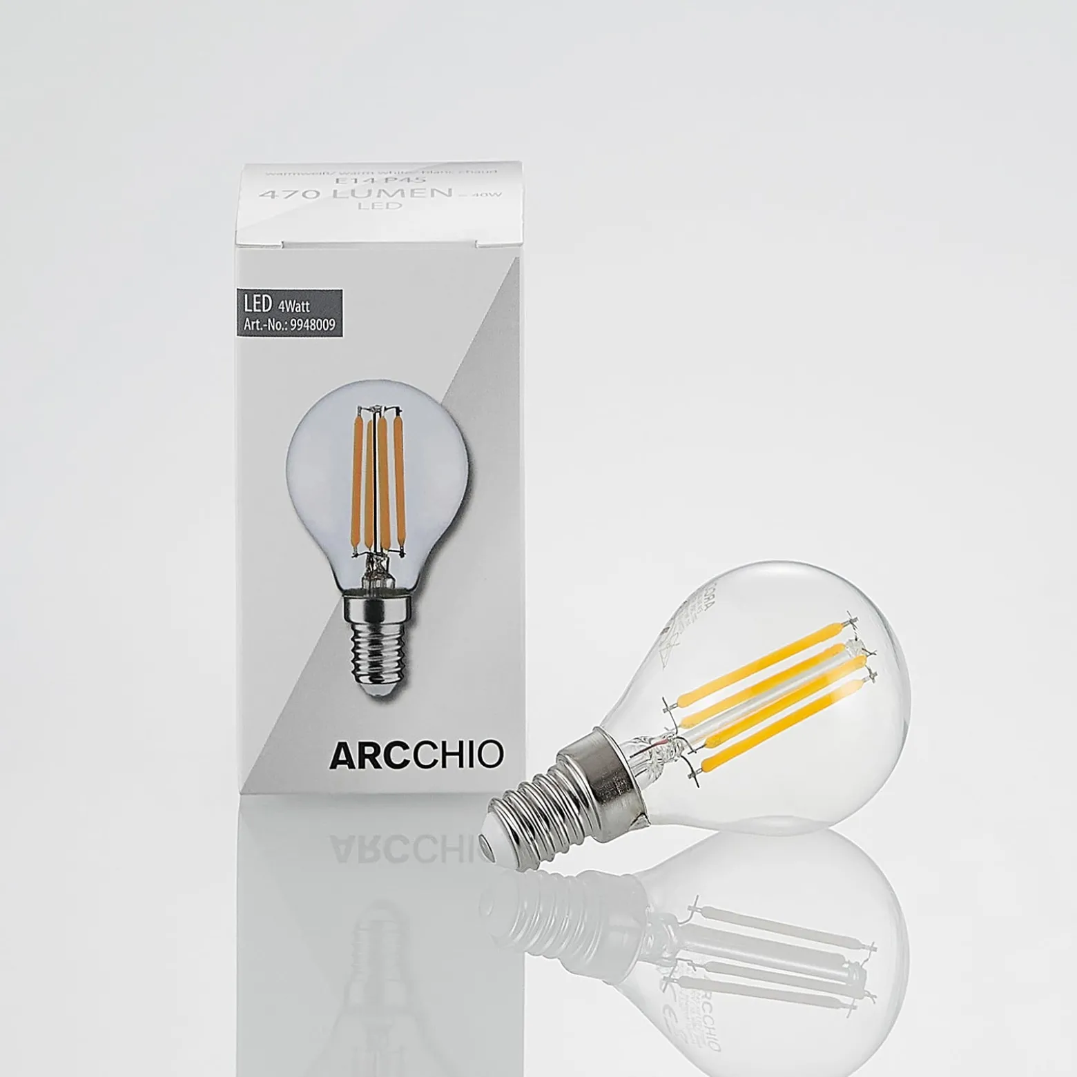 Arcchio LED-lamppu E14 P45, 4 W, kirkas, 2700 K, himmennettävä