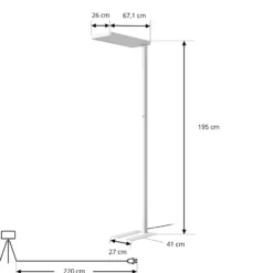 Arcchio LED-lattiavalaisin Timon, 195 cm, valkoinen, 54 W, alumiini