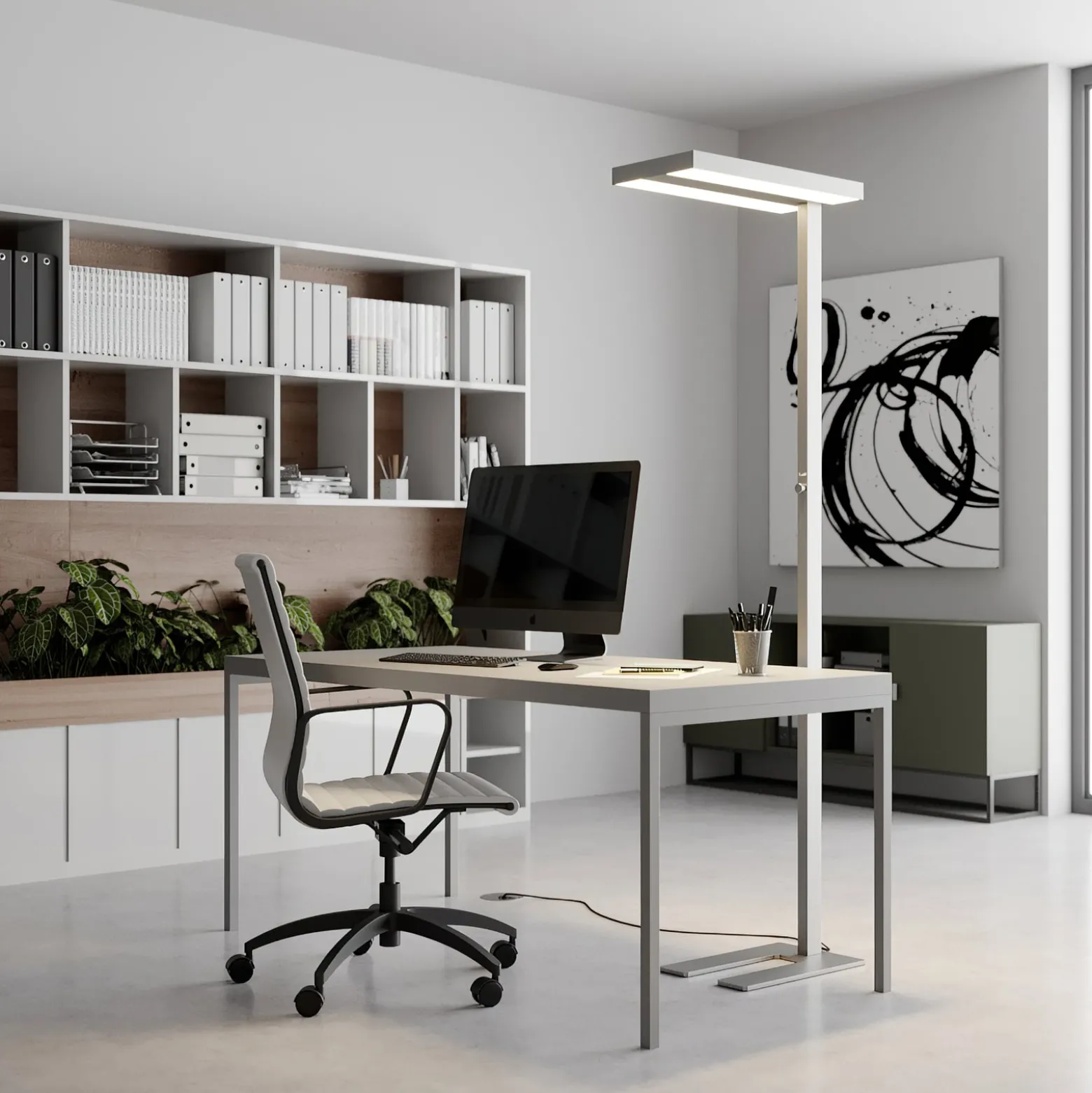 Arcchio LED-lattiavalo Logan Basic, 2 kpl, hopea, 6000 lm