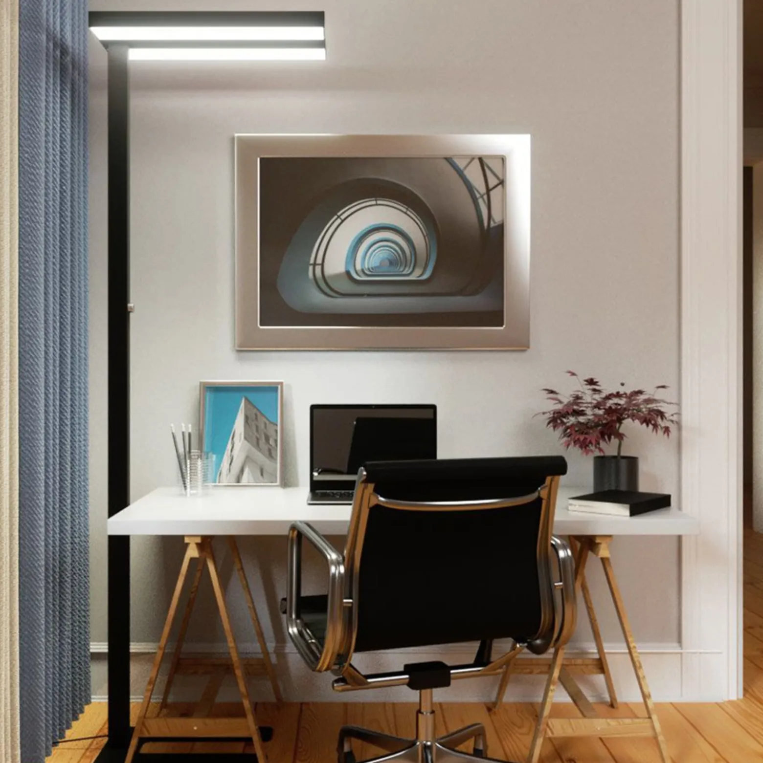 Arcchio LED-lattiavalo Logan Basic, musta, 7500 lm, himmennettävä