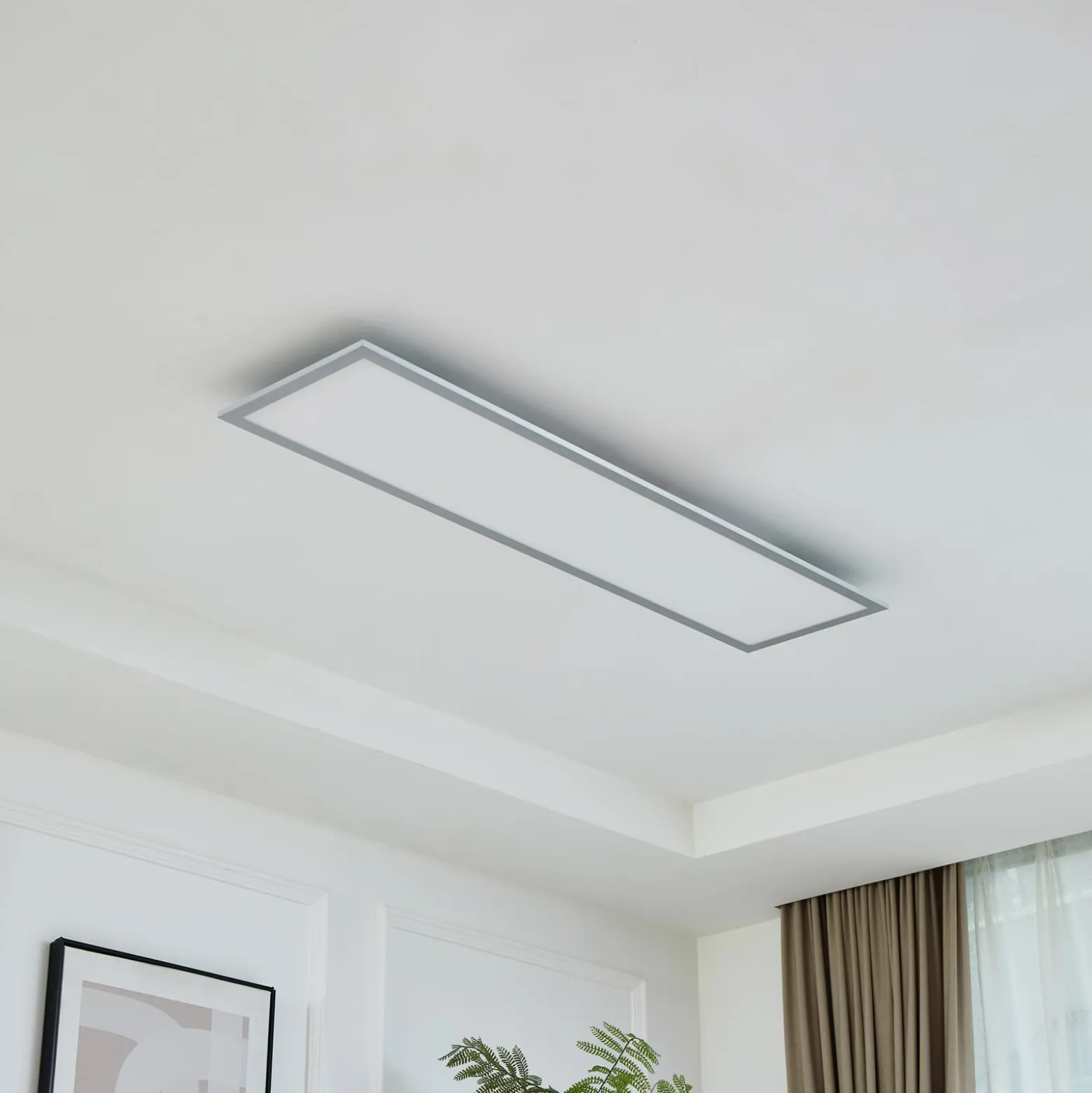 Arcchio LED-paneeli Lyndra, 120 cm, hopea, alumiini, himmennettävä, CCT