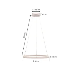 Arcchio LED-riippuvalaisin Albiona, valkoinen, 1 rengas, Ø 60 cm