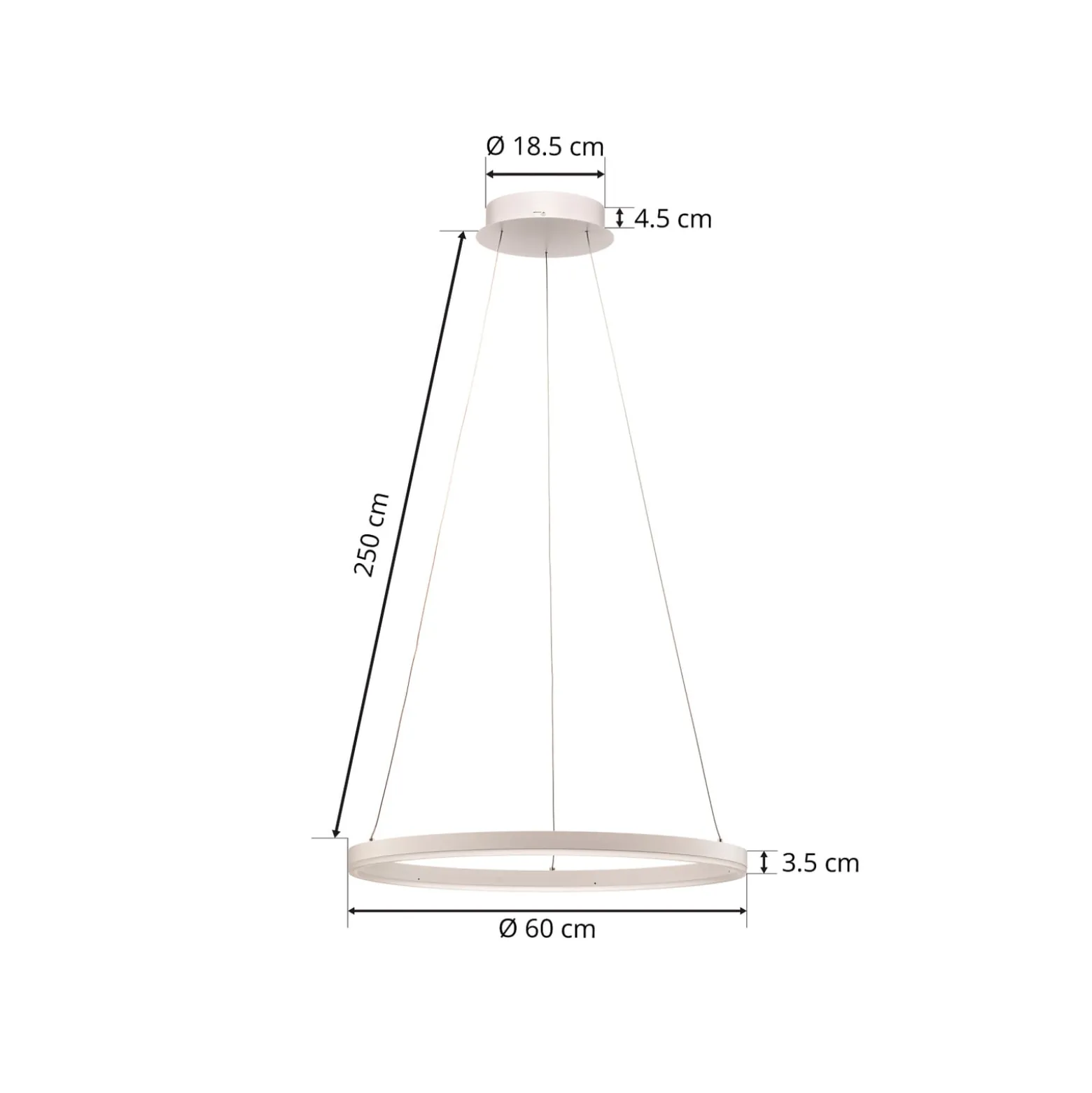 Arcchio LED-riippuvalaisin Albiona, valkoinen, 1 rengas, Ø 60 cm