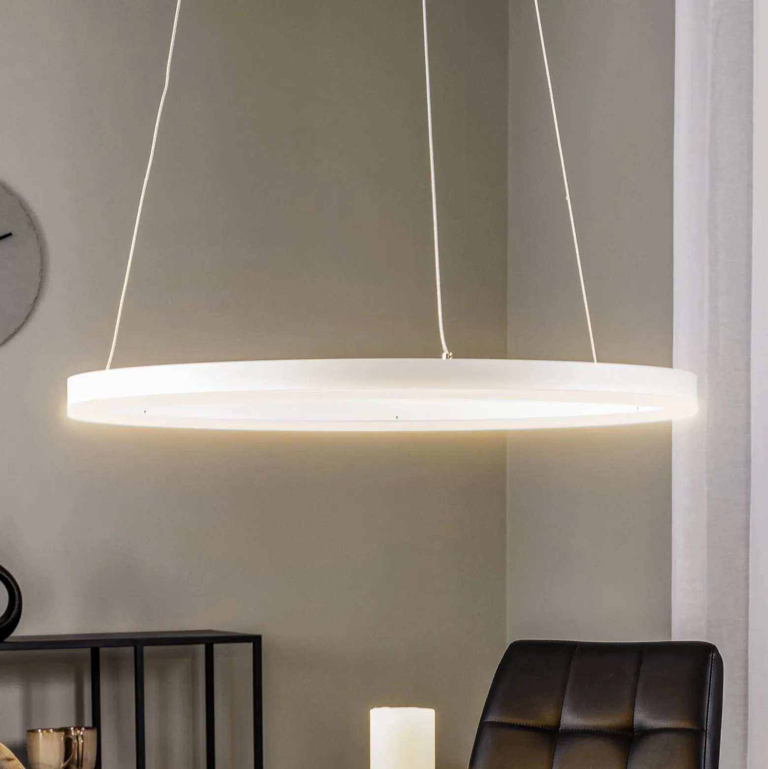 Arcchio LED-riippuvalaisin Albiona, valkoinen, 1 rengas, Ø 60 cm