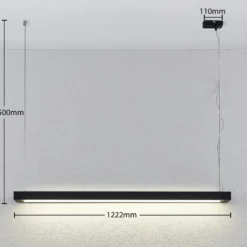 Arcchio LED-riippuvalaisin Cuna, musta, 122cm, metallia