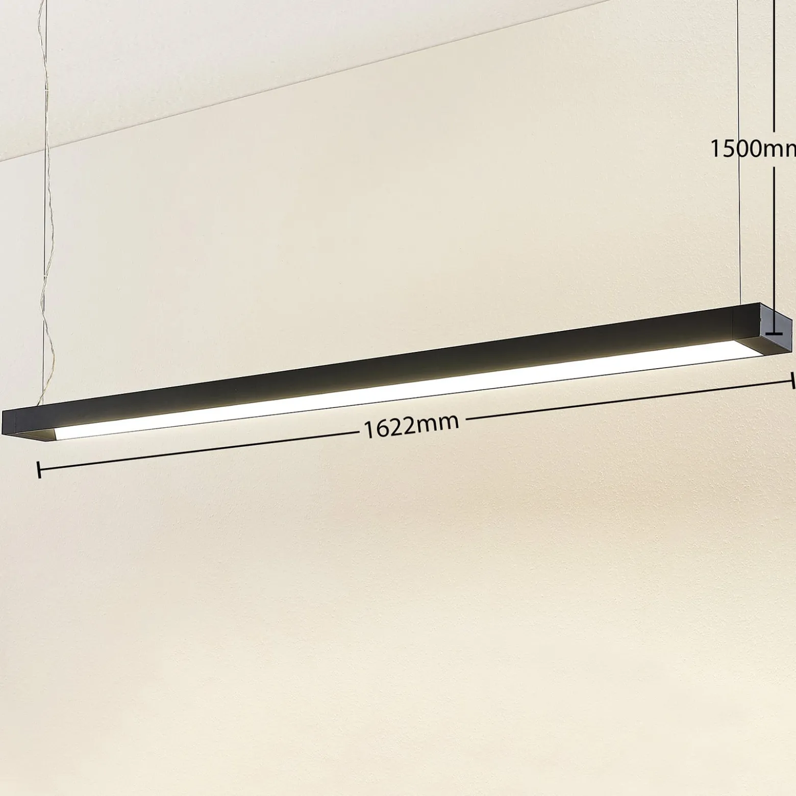 Arcchio LED-riippuvalaisin Cuna, musta, 162cm, metallia