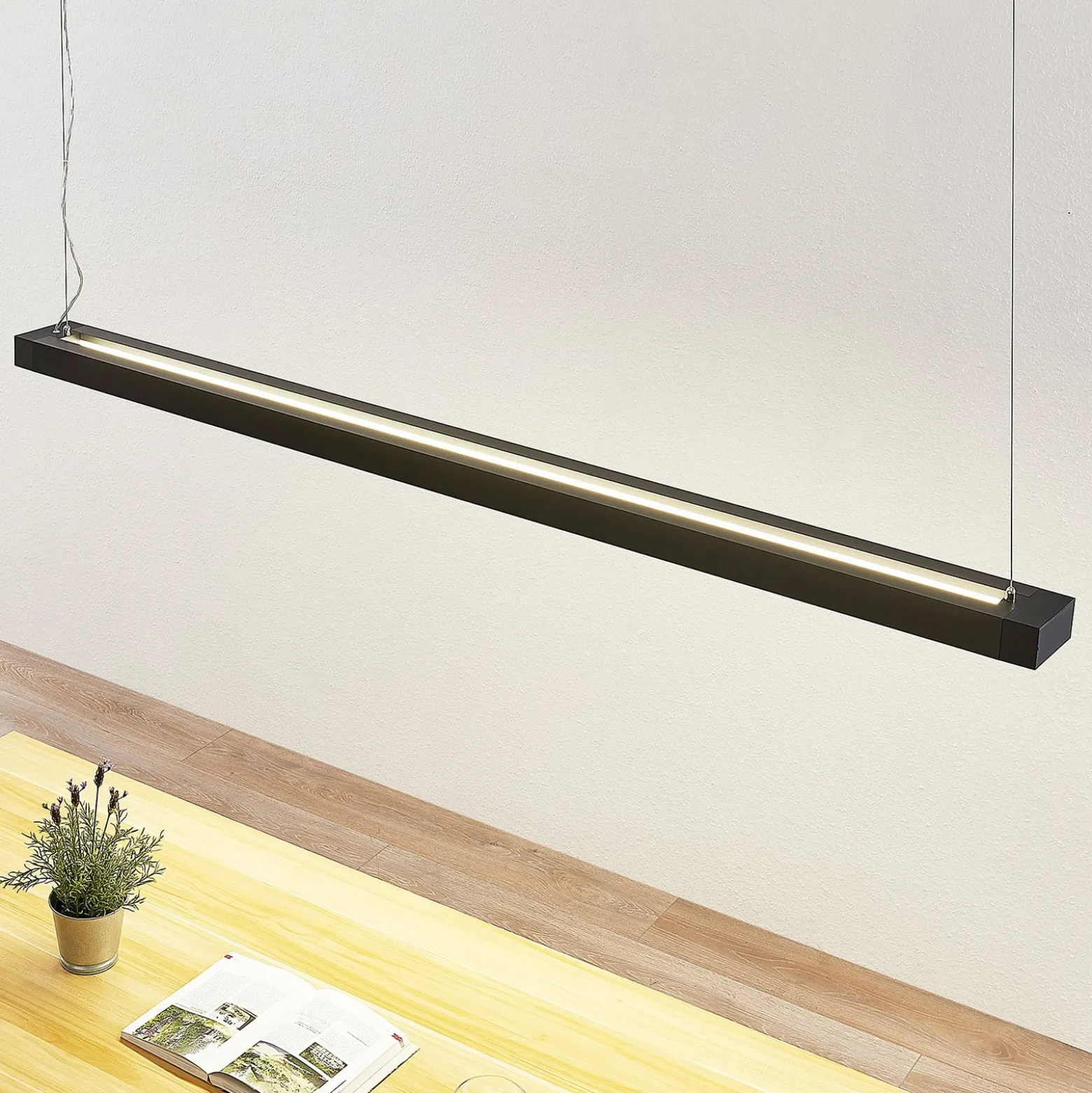 Arcchio LED-riippuvalaisin Cuna, musta, 162cm, metallia