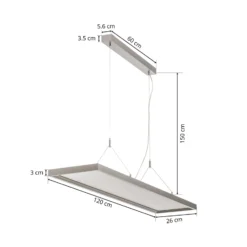 Arcchio LED-riippuvalaisin Dorean, hopea, metallia, 120cm
