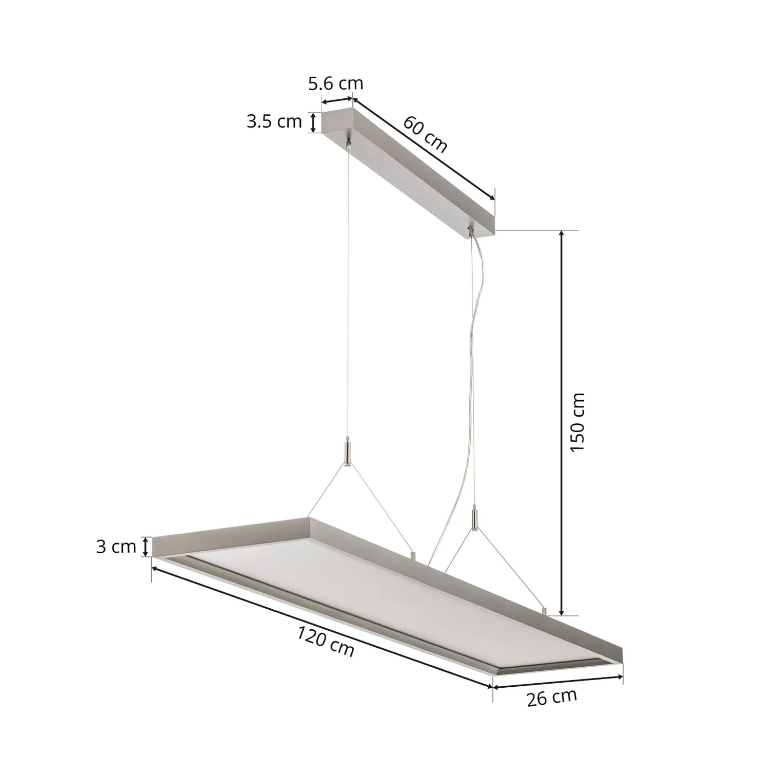 Arcchio LED-riippuvalaisin Dorean, hopea, metallia, 120cm