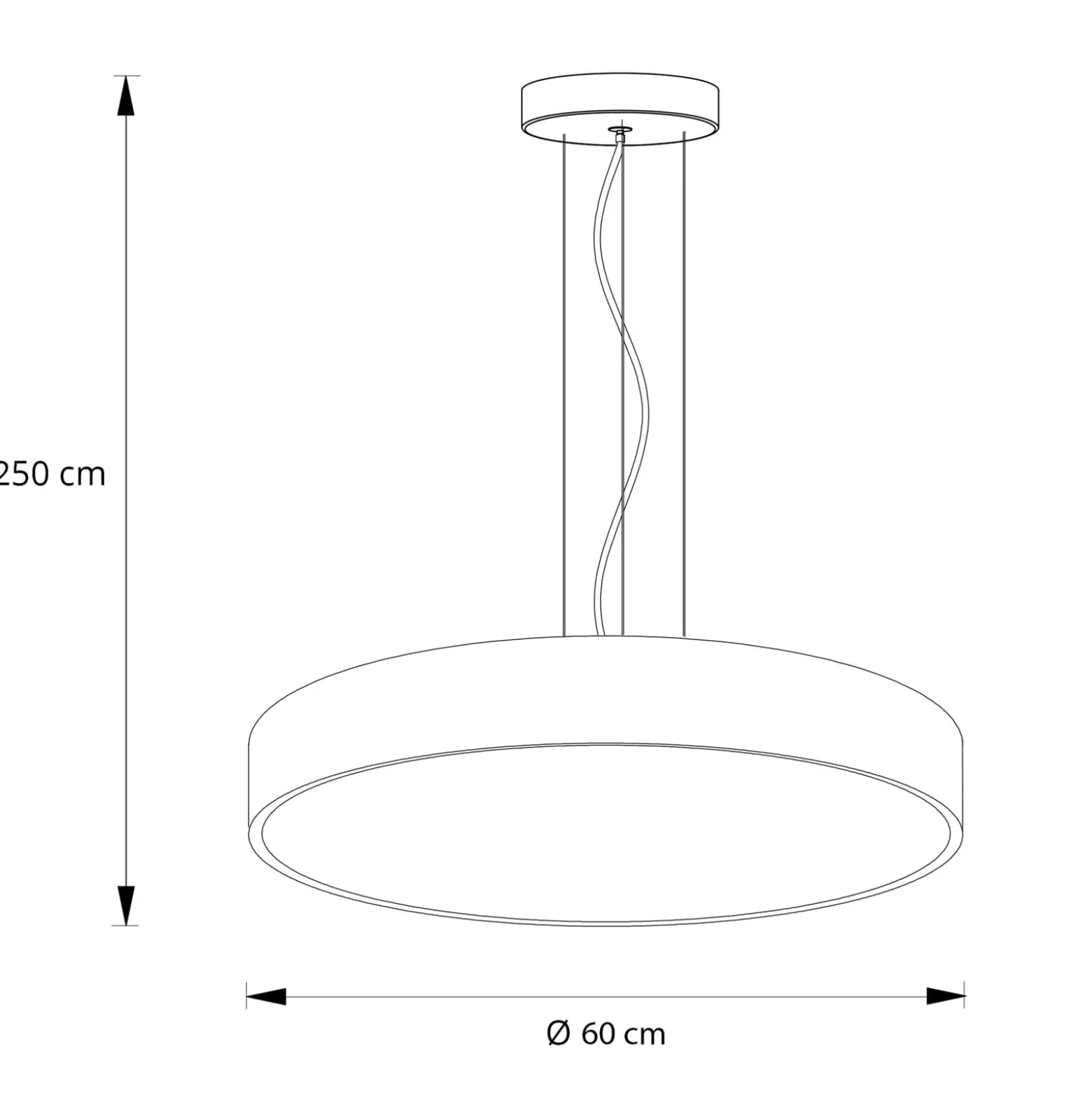 Arcchio LED-riippuvalaisin Vanida, musta, Ø 60 cm, ylös/alas -valaisin