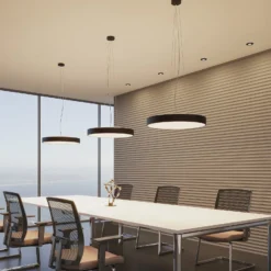 Arcchio LED-riippuvalaisin Vanida, musta, Ø 60 cm, ylös/alas -valaisin