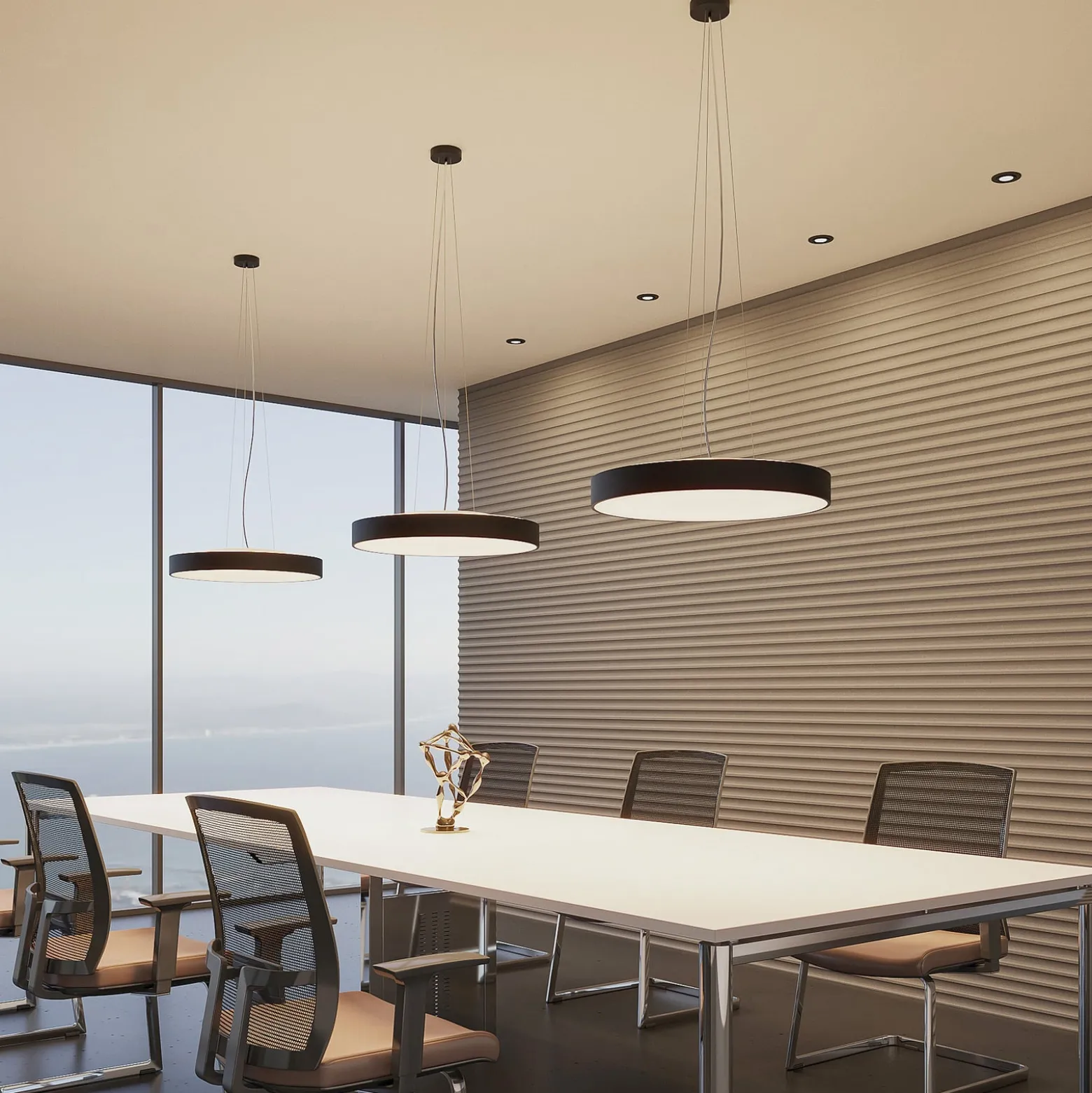 Arcchio LED-riippuvalaisin Vanida, musta, Ø 60 cm, ylös/alas -valaisin