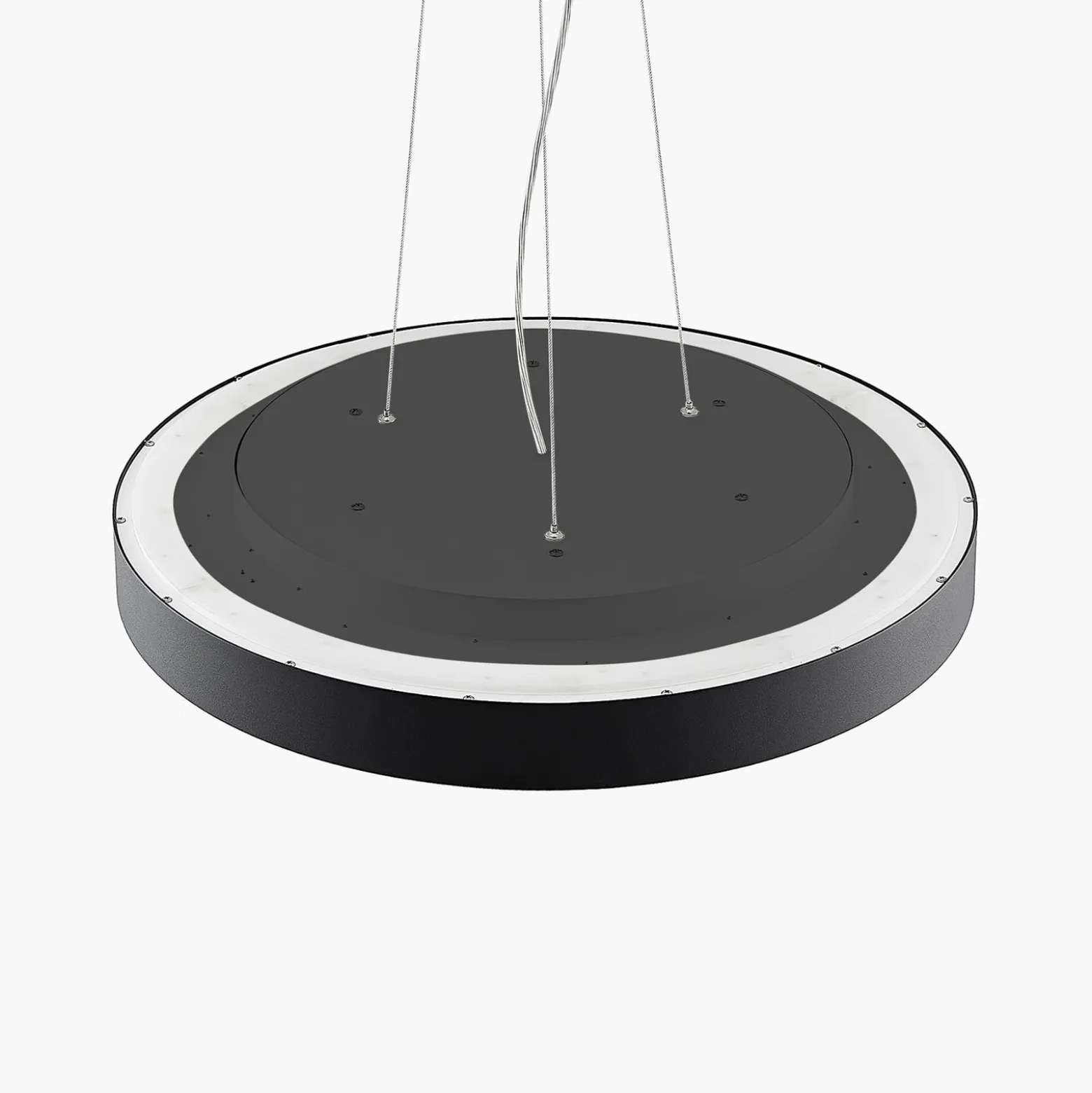 Arcchio LED-riippuvalaisin Vanida, musta, Ø 60 cm, ylös/alas -valaisin