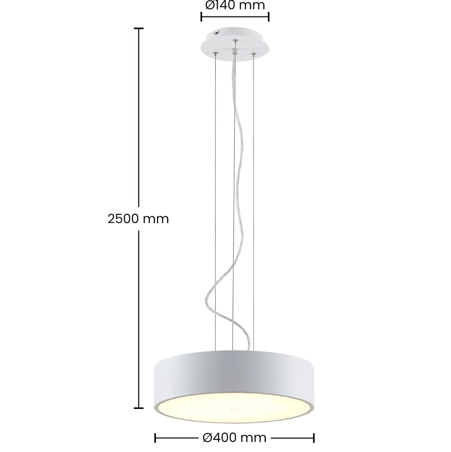 Arcchio LED-ripustusvalaisin Noabelle, Ø 40 cm, valkoinen, metallia