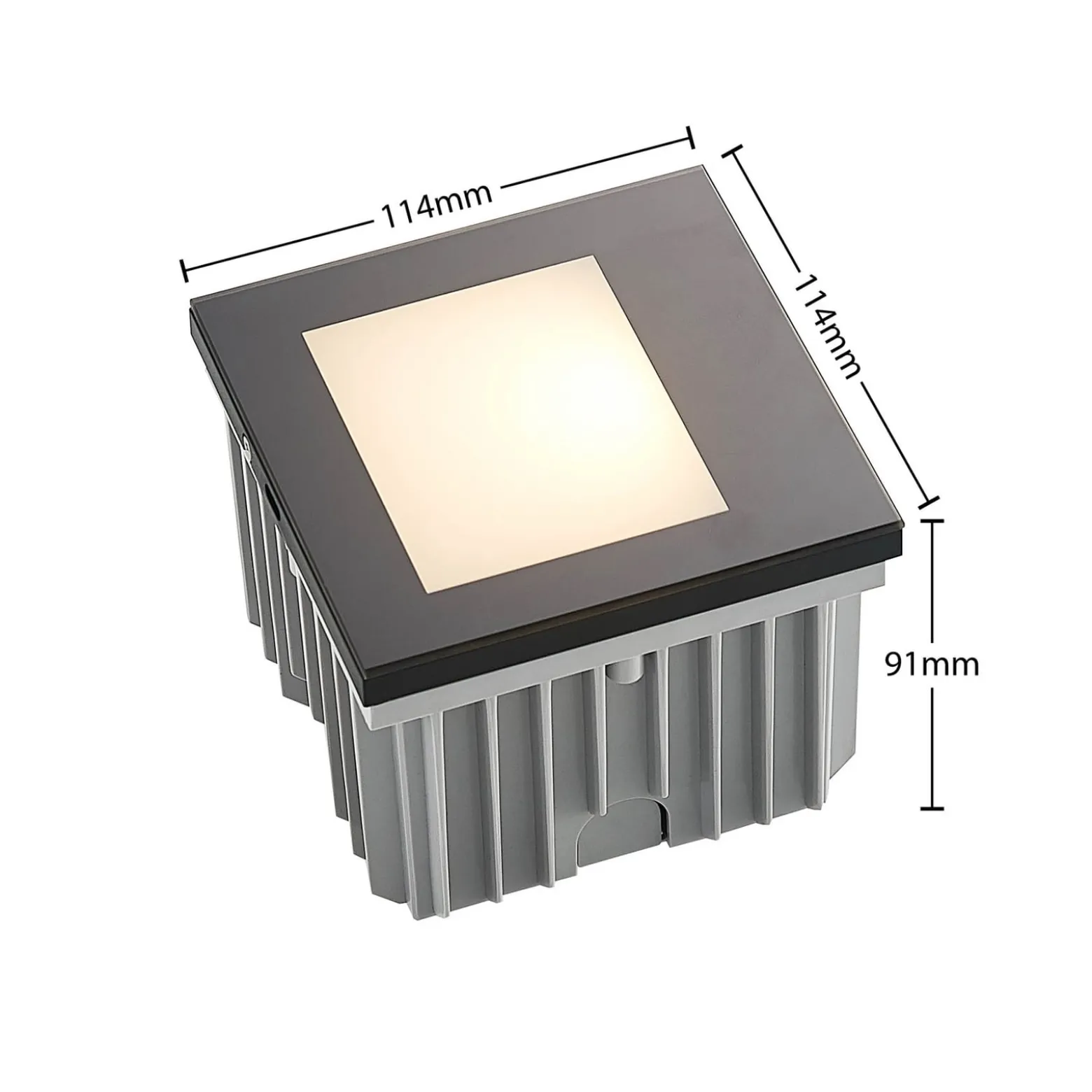 Arcchio LED-seinään upotettava valaisin Zamo, musta, 11 cm, IP65