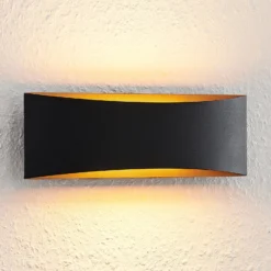 Arcchio LED-seinävalaisin Jelle, 27 cm, musta/kulta, ylös/alasvalo