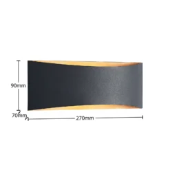 Arcchio LED-seinävalaisin Jelle, 27 cm, musta/kulta, ylös/alasvalo