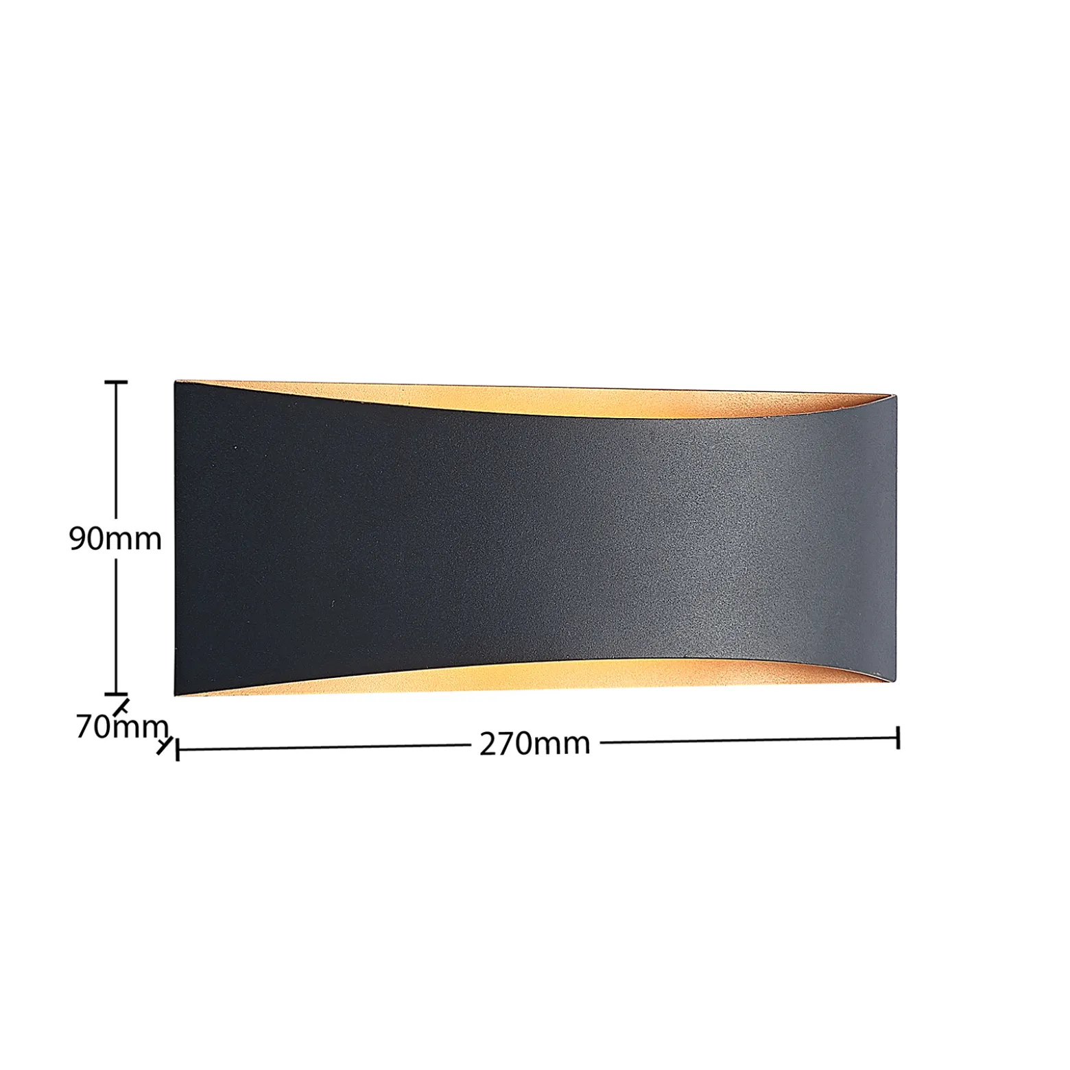 Arcchio LED-seinävalaisin Jelle, 27 cm, musta/kulta, ylös/alasvalo