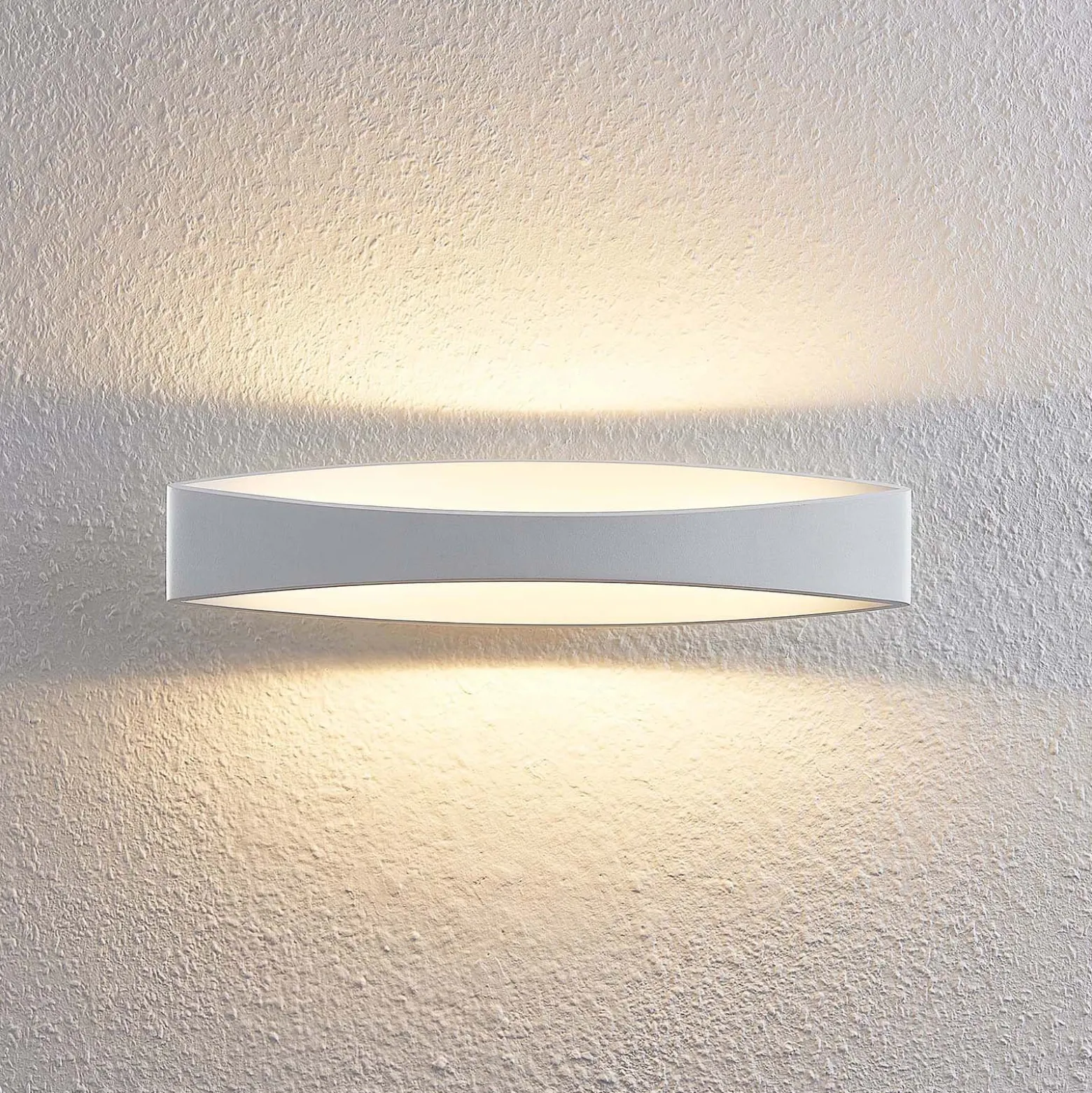 Arcchio LED-seinävalaisin Jelle, 44 cm, valkoinen, metalli, ylös/alasvalo