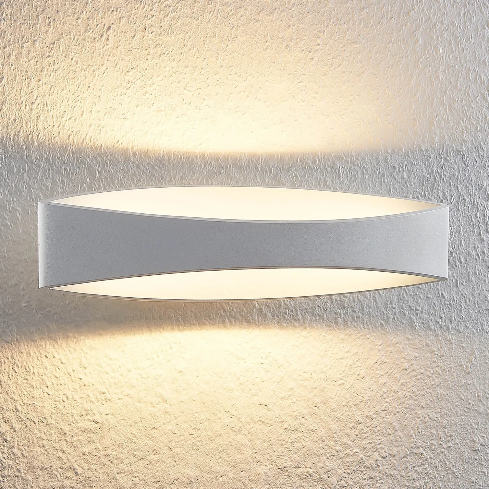 Arcchio LED-seinävalaisin Jelle, 44 cm, valkoinen, metalli, ylös/alasvalo