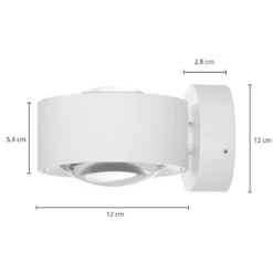Arcchio LED-seinävalaisin Rotari, linssi, ylös/alas, valkoinen, metallia