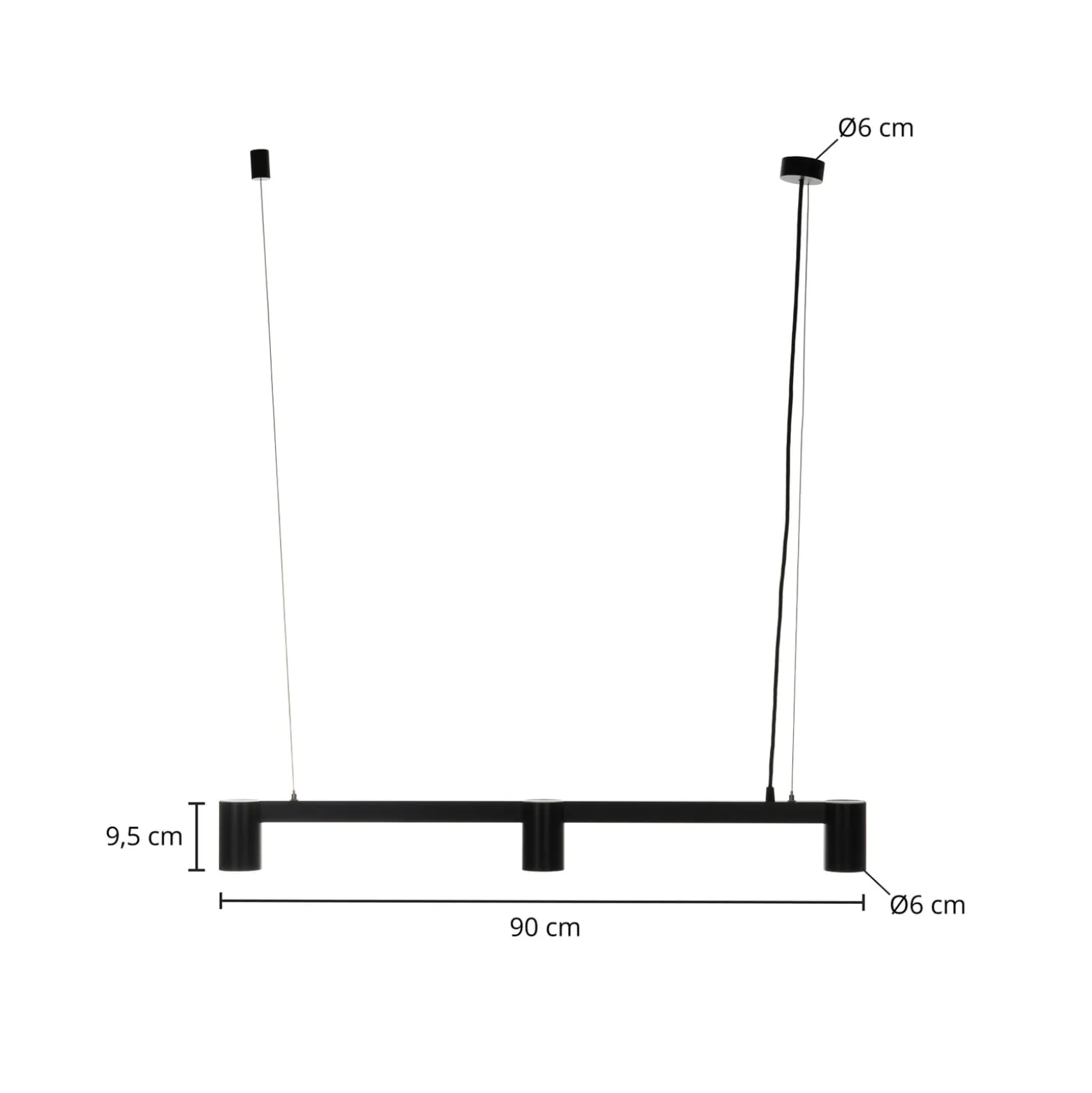 Arcchio riippuvalaisin Brinja, musta, 90 cm, 3-lamppuinen, GU10