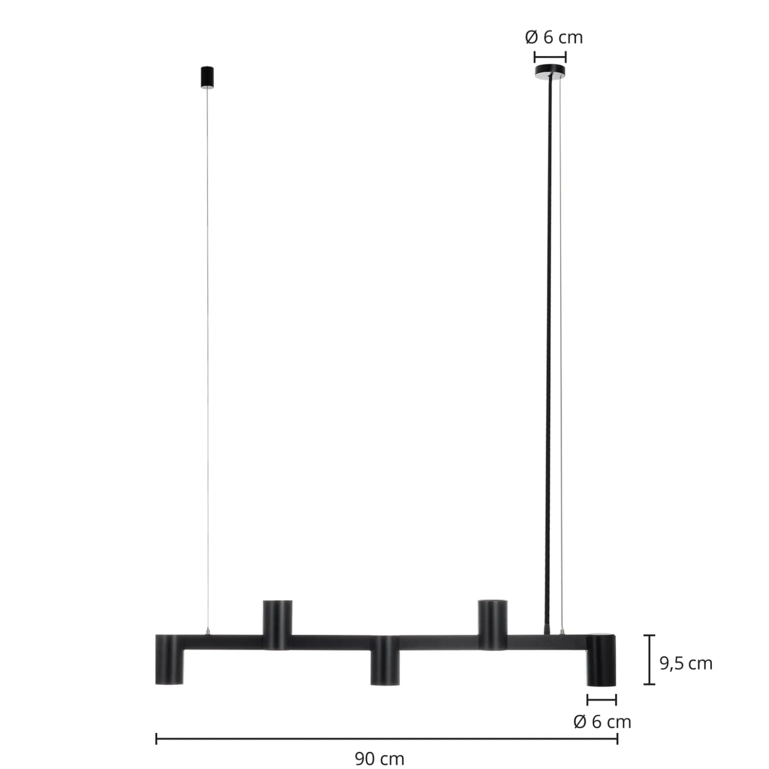 Arcchio riippuvalaisin Brinja, musta, 120 cm, 5-lamppuinen, GU10