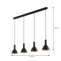 Arcchio riippuvalo Cosmina, 4-lamppuinen, pituus 120 cm, musta