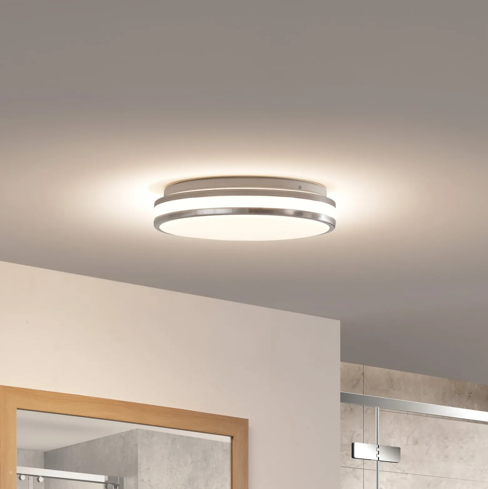 Arcchio Sinovu LED-kylpyhuoneen kattovalaisin, kromi, 34 cm